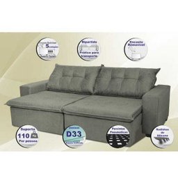 Sofá Austrália 2.92M Retrátil e Reclinável com Molas e Pillow No Assento Tecido Suede - 3 Sofá Austrália 2.92M Retrátil e Reclinável com Molas e Pillow No Assento Tecido Suede - 3