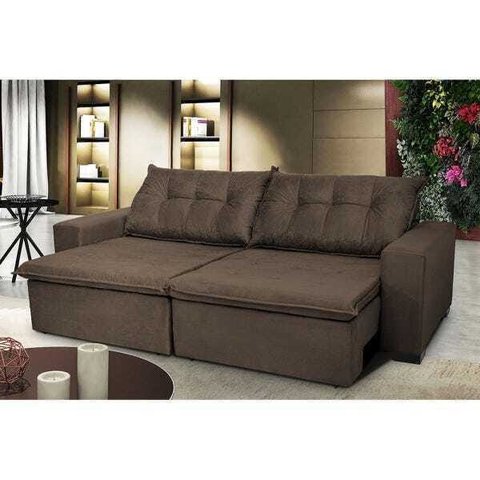 Sofá Austrália 2.92M Retrátil e Reclinável com Molas e Pillow No Assento Tecido Suede