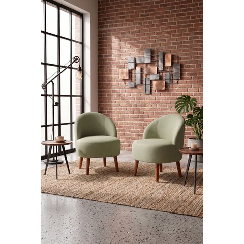 Kit Duas Poltronas Decor Leitura Cadeiras Estofadas Jade Erva Doce Liso