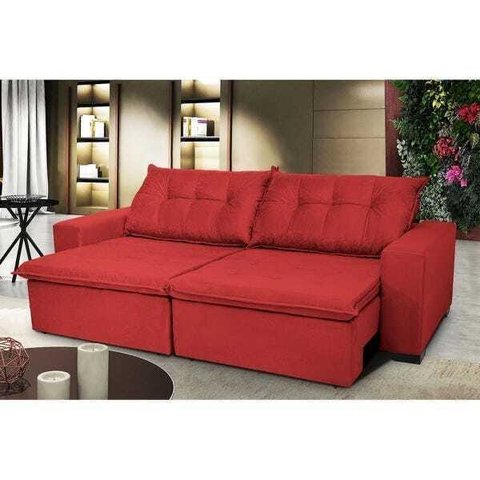 Sofá Austrália 2.12M Retrátil e Reclinável com Molas e Pillow No Assento Tecido Suede