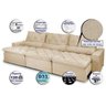 Sofá Lisboa 3,52M Retrátil e Reclinável com Molas No Assento e Almofadas Lombar Tecido Suede Bege - 3