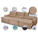 Ver imagem 3 de Sofá Lisboa 3,52M Retrátil e Reclinável com Molas No Assento e Almofadas Lombar Tecido Suede