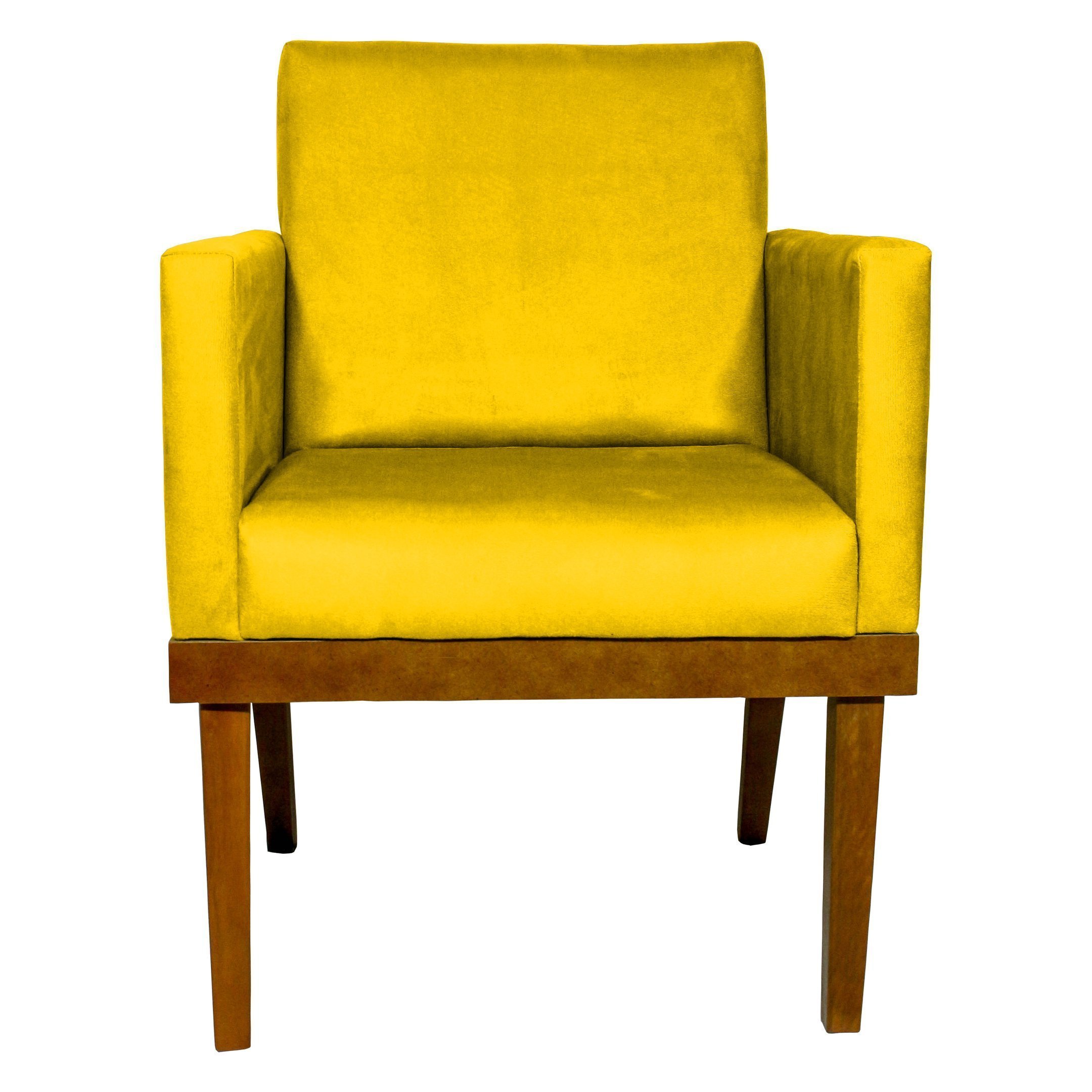 Poltrona Divine Cadeira Base Reforçada De Madeira Suede Amarelo ...