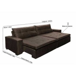 Sofá Retrátil e Reclinável Oklahoma 2,92M com Molas e Pillow No Assento Tecido Suede Café - 2 Sofá Retrátil e Reclinável Oklahoma 2,92M com Molas e Pillow No Assento Tecido Suede Café - 2