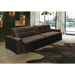 Sofá Retrátil e Reclinável Oklahoma 2,92M com Molas e Pillow No Assento Tecido Suede Café - 3 Sofá Retrátil e Reclinável Oklahoma 2,92M com Molas e Pillow No Assento Tecido Suede Café - 3