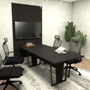 Ver imagem 1 de Conjunto Escritório Mesa 2,00m Pé Metal Painel P/ Tv Pre F5 Cor:preto