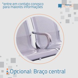 Cadeira Longarina Cromada 3 Lugares - 3