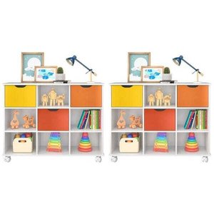 Kit 2 Nichos Organizadores com Rodízios 3 Gavetas - Qmovi - Branco/Colorido