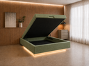 Ver imagem 1 de Cama Box Baú Casal Flutuante com LED, Encaixe para Colchão e Puxador Embutido:Verde