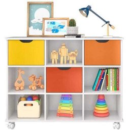 Nicho Organizador com Rodízios 3 Gavetas - Qmovi - Branco/Colorido - 1