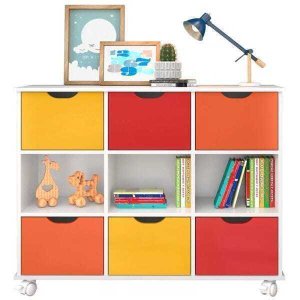 Nicho Organizador com Rodízios 6 Gavetas - Qmovi - Branco/Colorido
