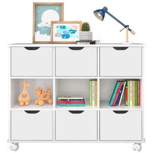 Nicho Organizador com Rodízios 6 Gavetas - Qmovi - Branco/Branco