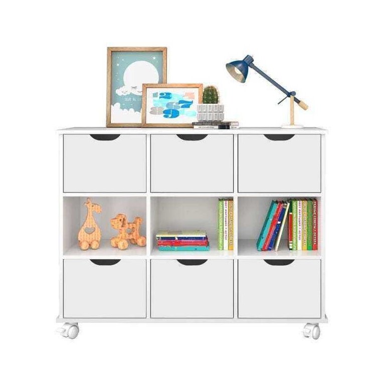 Nicho Organizador com Rodízios 6 Gavetas - Qmovi - Branco/Branco