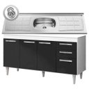 Ver imagem 3 de Balcão Gabinete Lis e Pia Inox 150cm 4 Portas Lis - Mpozenato - Branco/Preto