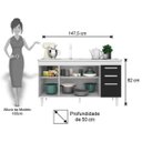 Ver imagem 5 de Balcão Gabinete Lis e Pia Inox 150cm 4 Portas Lis - Mpozenato - Branco/Preto