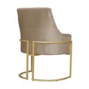 Ver imagem 2 de Poltrona Decorativa Vick Base em Metal Dourada Suede - Vallisa Decor:Cappuccino