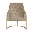 Ver imagem 3 de Poltrona Decorativa Vick Base em Metal Dourada Suede - Vallisa Decor:Cappuccino