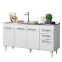 Ver imagem 3 de Balcão Gabinete de Pia 150cm 2 Gavetas 4 Portas Lis - Mpozenato - Branco