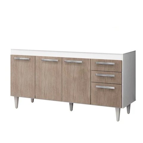 Balcão Gabinete de Pia 150cm 2 Gavetas 4 Portas Lis - Mpozenato - Branco/Castanho