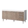 Balcão Gabinete de Pia 150cm 2 Gavetas 4 Portas Lis - Mpozenato - Branco/Castanho - 1