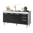 Ver imagem 3 de Balcão Gabinete de Pia 150cm 2 Gavetas 4 Portas Lis - Mpozenato - Branco/Preto