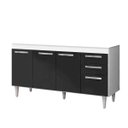 Ver imagem 1 de Balcão Gabinete de Pia 150cm 2 Gavetas 4 Portas Lis - Mpozenato - Branco/Preto