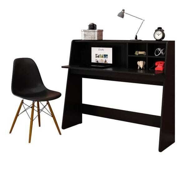 Mesa para Computador Notebook Escrivaninha Idealle e Cadeira Charles - Mpozenato - Preto - 1