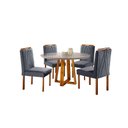 Ver imagem 1 de Conjunto Natalle Mesa 1m e 4 Cadeiras Maciça Móveis Mundial Mel/off-white/cinza Profundo