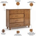Ver imagem 6 de Cômoda Sapateira 1 Porta 4 Gavetas Madeira Maciça Utah M06 Imbuia Brilho - Lyam Decor