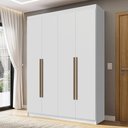Ver imagem 1 de Guarda-Roupa Solteiro 4 Portas Batentes Branco/Branco/Rustic Venus Madesa