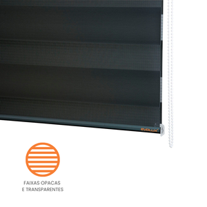 Persiana Zebra Preta Rolo Duplo 160x160 para Salas e Banheiros com Design Contemporâneo