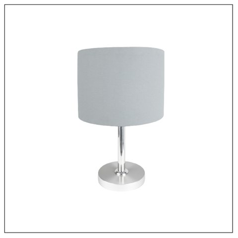 Abajur Quarto Pé Escovado Cúpula Cinza Marina Decorações