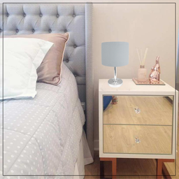 Abajur Quarto Pé Escovado Cúpula Cinza Marina Decorações - 3