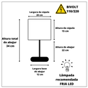 Ver imagem 4 de Abajur Quarto Pé Escovado Cúpula Cinza Marina Decorações