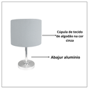 Ver imagem 5 de Abajur Quarto Pé Escovado Cúpula Cinza Marina Decorações