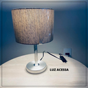 Ver imagem 2 de Abajur Quarto Pé Escovado Cúpula Cinza Marina Decorações