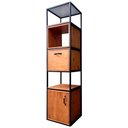 Ver imagem 1 de Estante Torre Estilo Industrial com 2 Portas - Ferro Cor Preta Madeira Cor Castanheira