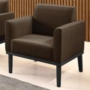 Ver imagem 2 de Poltrona Decorativa Base Madeira Preto Maressa Suede Marrom - Ibiza