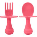 Ver imagem 1 de Kit Talheres de Treinamento Buba Colher e Garfo para Bebê com Escudo Limitador Rosa