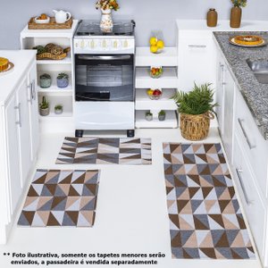 Par de Tapetes Jacquard Antiderrapante Cozinha Banheiro Quarto Sala Estampa Geométrica:Losango Bege 