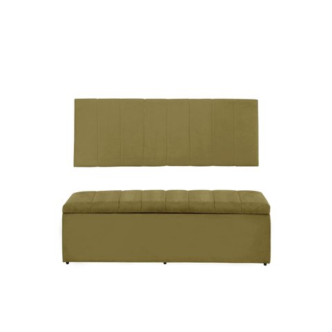Kit Calçadeira e Painel Vitoria 193 cm Suede Amarelo