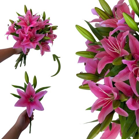 Flores Artificiais Kit com 20 Galhos de Lirio Decora Flores Artificiais