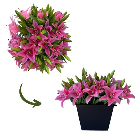 Flores Artificiais Kit com 12 Galhos de Lirio Decora Flores Artificiais
