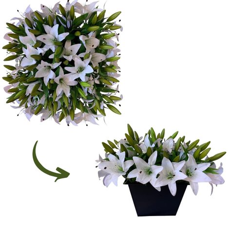 Flores Artificiais Kit com 12 Galhos de Lirio Decora Flores Artificiais