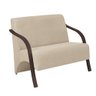 Poltrona 2 Lugares Vênus Suede Braço Madeira Bege - 1