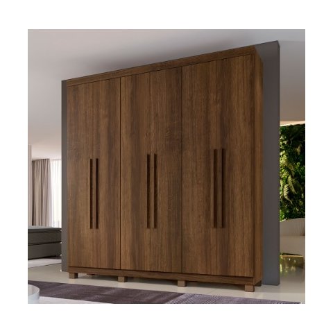 Guarda Roupa Casal 06 Portas Milão Imbuia C/ Pês