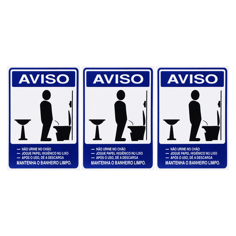 Combo 6 Placas De Sinalização Mantenha O Banheiro Limpo Masculino 15X20 Acesso - S-232 F9e
