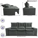 Ver imagem 2 de Sofá 3 Lugares Retrátil e Reclinável Cama inBox Senses 2,00m Velusoft Cinza