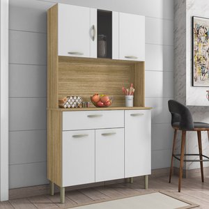 Armário de Cozinha Compacta 6 Portas 1 Gaveta Pan - Freijó Supremo