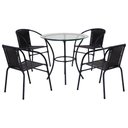 Ver imagem 1 de Jogo de Mesa 4 Cadeiras Happy Hour para Área Externa em Aço e Fibra Sintética Preto